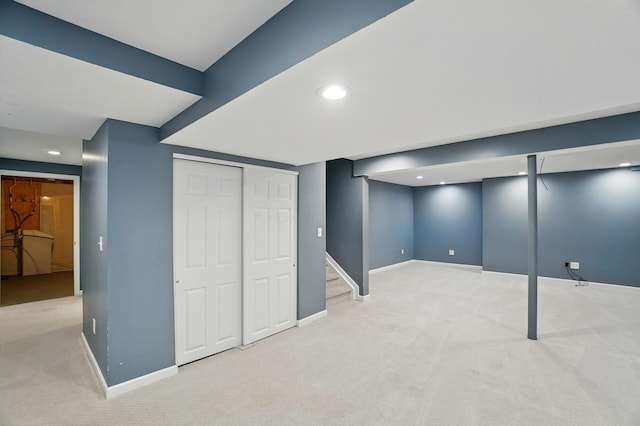 790 Salinger Dr, Lithopolis, OH 43136 - finished basement with carpet flooring, baseboards, recessed lighting, and stairs