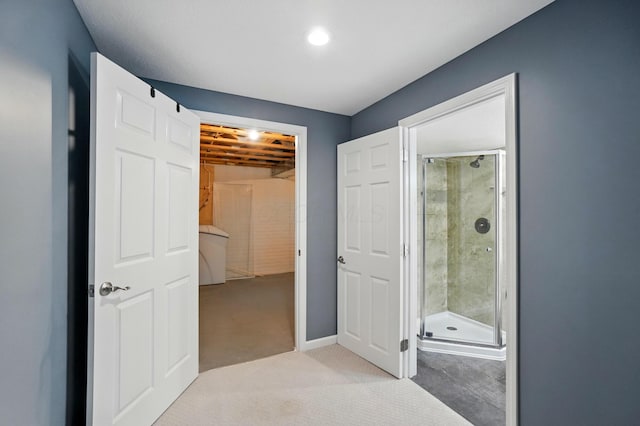 790 Salinger Dr, Lithopolis, OH 43136 - full bathroom featuring a stall shower, recessed lighting, and baseboards