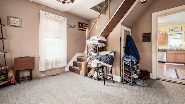 12151 State Route 93 N, Logan, OH 43138 - interior space featuring carpet floors and a sink