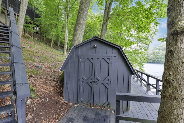 510 Natchez Ln, Sugar Grove, OH 43155 - view of shed featuring a water view and stairs