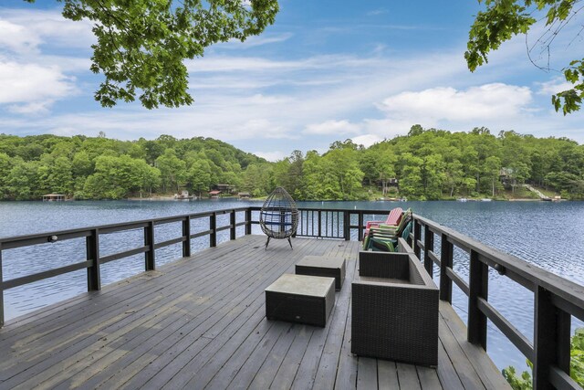510 Natchez Ln, Sugar Grove, OH 43155 - dock with a wooded view, outdoor lounge area, and a deck with water view