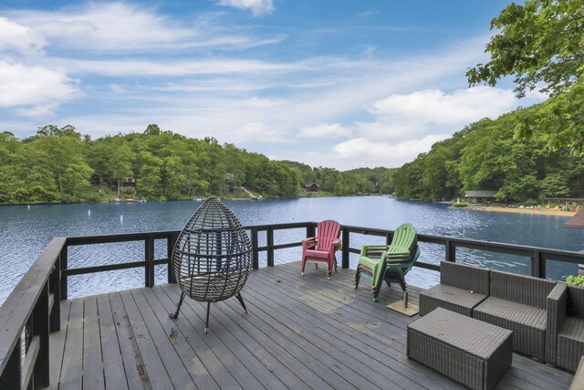 510 Natchez Ln, Sugar Grove, OH 43155 - dock with a forest view, outdoor lounge area, and a deck with water view