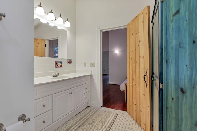 510 Natchez Ln, Sugar Grove, OH 43155 - bathroom featuring vanity, tile patterned flooring, and backsplash