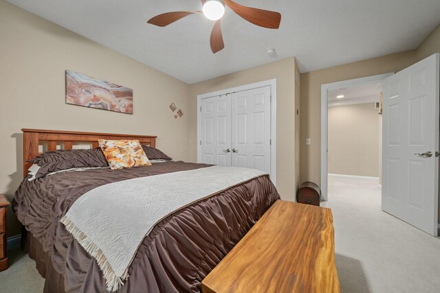 7607 Stone Ridge Dr, Springboro, OH 45066 - carpeted bedroom featuring a closet, ceiling fan, and recessed lighting