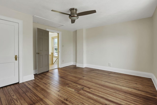 399 E Woodrow Ave, Columbus, OH 43207 - empty room featuring ceiling fan, wood-type flooring, and attic access