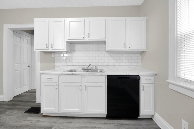 162 Columbian Ave Unit 164, Columbus, OH 43223 - kitchen featuring black dishwasher, a sink, tasteful backsplash, and white cabinets