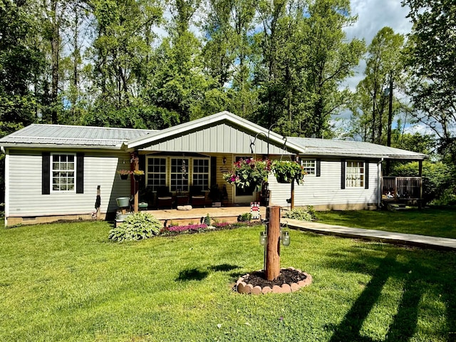 37855 Maysville Greendale Rd, Logan, OH 43138 - ranch-style house with crawl space, a front lawn, and metal roof