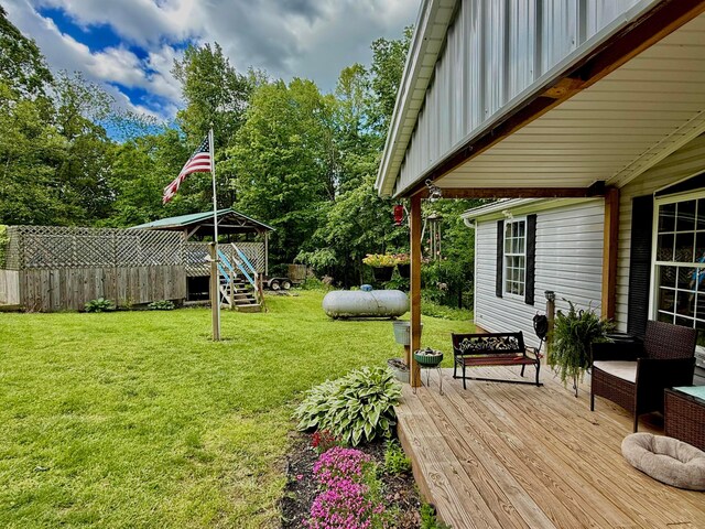37855 Maysville Greendale Rd, Logan, OH 43138 - view of yard featuring a deck and view of scattered trees