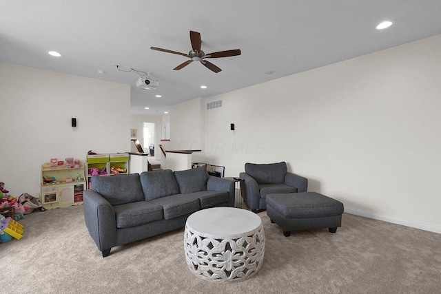 2618 Triple Crown Xing, Powell, OH 43065 - living area with carpet floors, ceiling fan, and recessed lighting