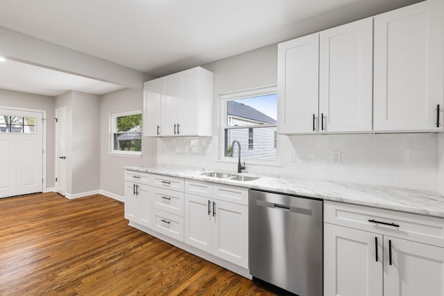 1068 E Markison Ave, Columbus, OH 43207 - kitchen with dishwasher, a sink, dark wood-type flooring, and baseboards