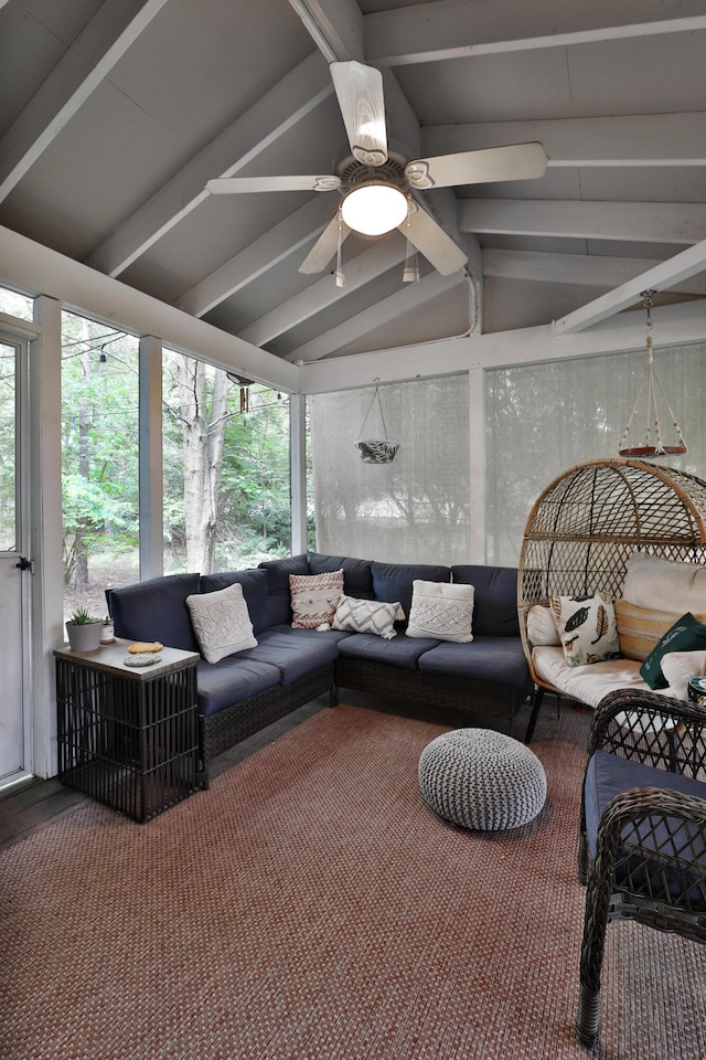5255 Dory Ln, Columbus, OH 43235 - sunroom / solarium featuring outdoor lounge area, ceiling fan, and plenty of natural light