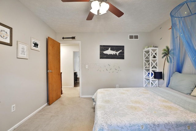 5255 Dory Ln, Columbus, OH 43235 - bedroom featuring light carpet, baseboards, a textured ceiling, and a ceiling fan