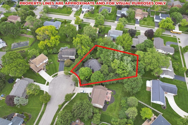 5255 Dory Ln, Columbus, OH 43235 - aerial perspective of suburban area featuring property boundaries highlighted
