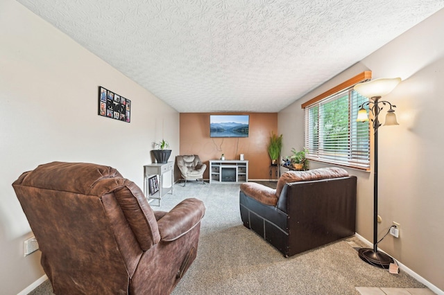 6588 Ethan Dr, Reynoldsburg, OH 43068 - carpeted living area with a textured ceiling and baseboards