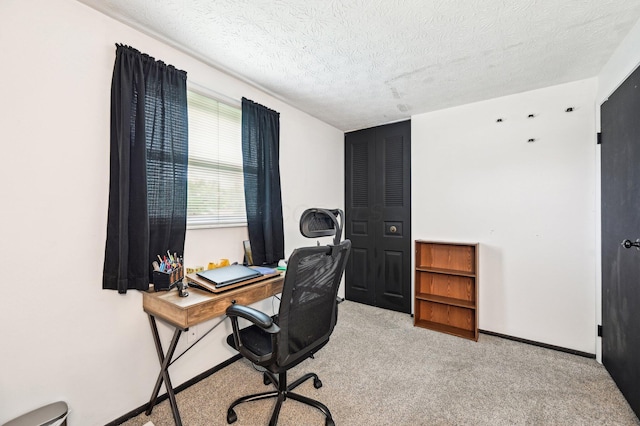6588 Ethan Dr, Reynoldsburg, OH 43068 - carpeted home office featuring a textured ceiling and baseboards