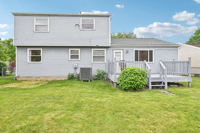 6588 Ethan Dr, Reynoldsburg, OH 43068 - back of house featuring a wooden deck and central AC unit
