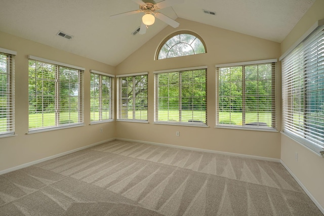 6973 Falls View Cir, Delaware, OH 43015 - unfurnished sunroom with carpet, lofted ceiling, and baseboards