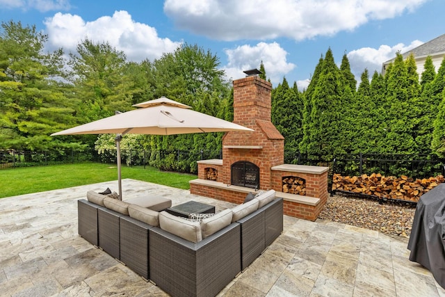 4477 Ackerly Farm Rd, New Albany, OH 43054 - view of patio featuring an outdoor living space with a fireplace