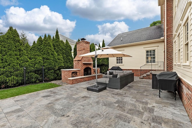 4477 Ackerly Farm Rd, New Albany, OH 43054 - view of patio / terrace with an outdoor living space with a fireplace and area for grilling