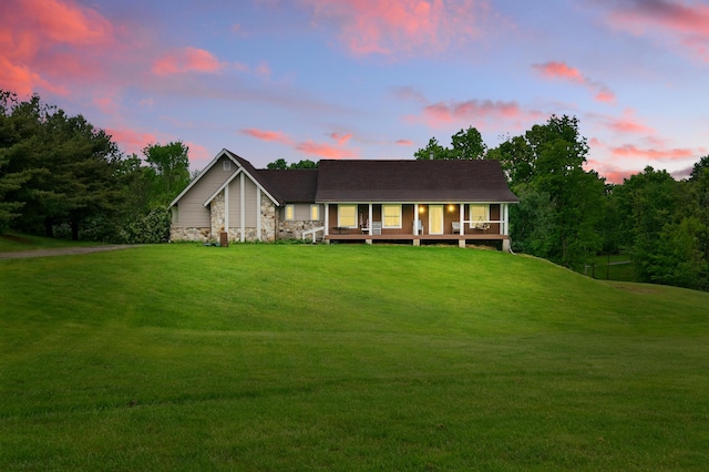 19160 Coshocton Rd, Mount Vernon, OH 43050 - view of front of home featuring a front lawn and stone siding