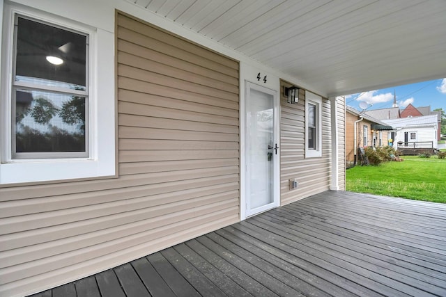 44 W 4th St, Fredericktown, OH 43019 - wooden deck featuring a lawn