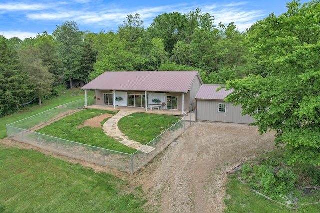 2149 Baptist Hill Rd, Chillicothe, OH 45601 - ranch-style house featuring driveway, metal roof, and a porch