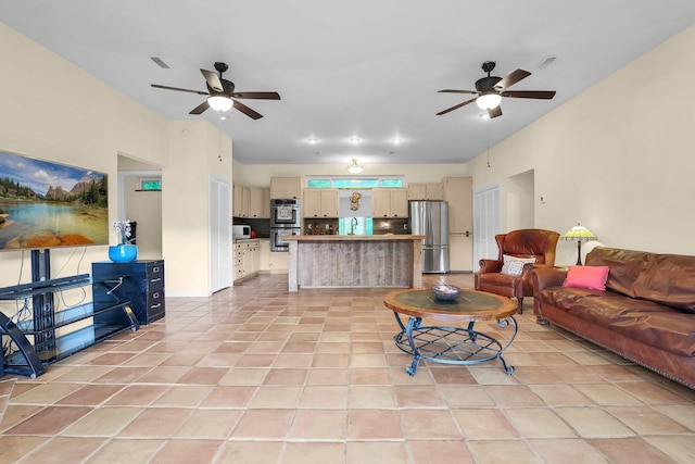 2149 Baptist Hill Rd, Chillicothe, OH 45601 - living area with ceiling fan and light tile patterned floors