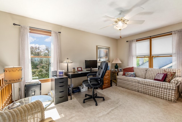 4995 Softwood Ct, Westerville, OH 43081 - carpeted home office featuring ceiling fan