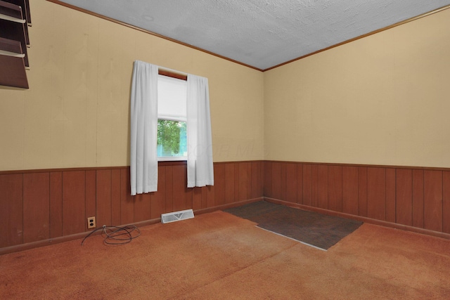 13424 Ivy Rd NE, Thornville, OH 43076 - carpeted spare room featuring wainscoting, crown molding, and wood walls