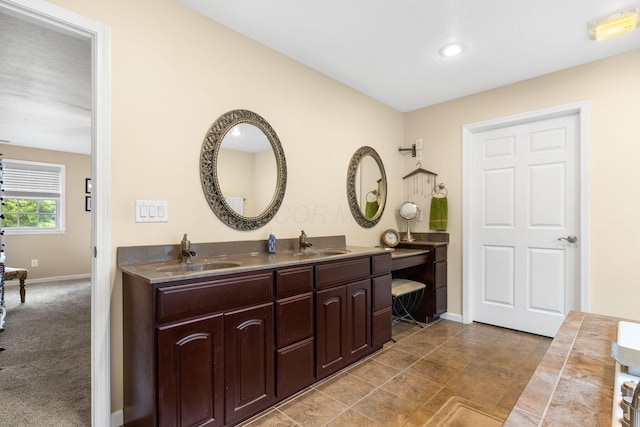 15027 King Rd, Howard, OH 43028 - full bathroom featuring double vanity, baseboards, and recessed lighting
