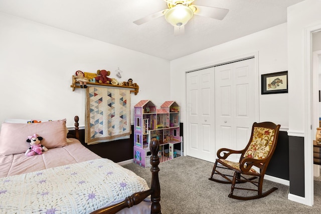 15027 King Rd, Howard, OH 43028 - bedroom featuring carpet floors, a closet, baseboards, and ceiling fan