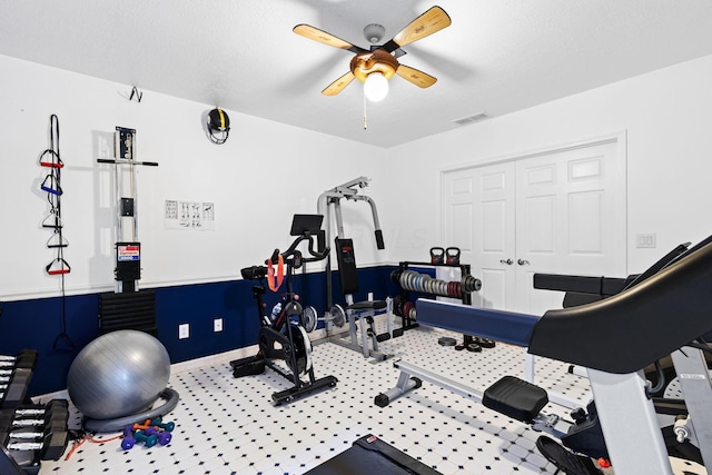 15027 King Rd, Howard, OH 43028 - workout room with a ceiling fan