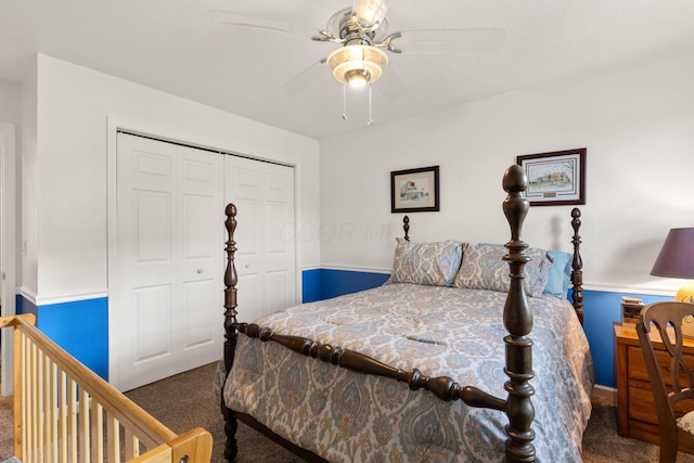 15027 King Rd, Howard, OH 43028 - bedroom with carpet flooring, a closet, and a ceiling fan