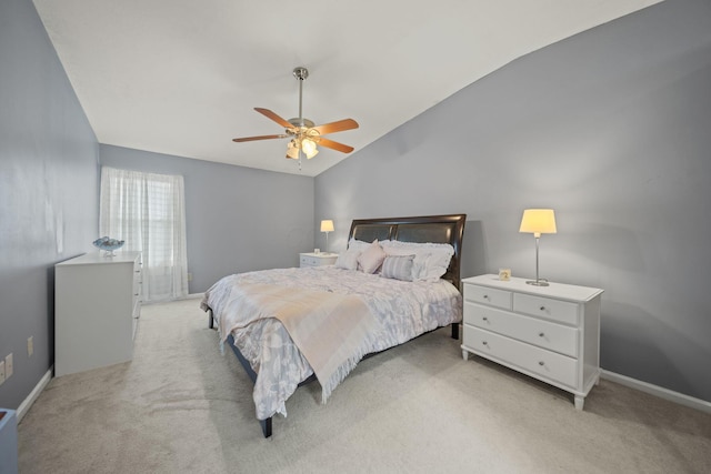 4129 Leitrim Ct, Dublin, OH 43016 - bedroom with vaulted ceiling, light carpet, baseboards, and ceiling fan