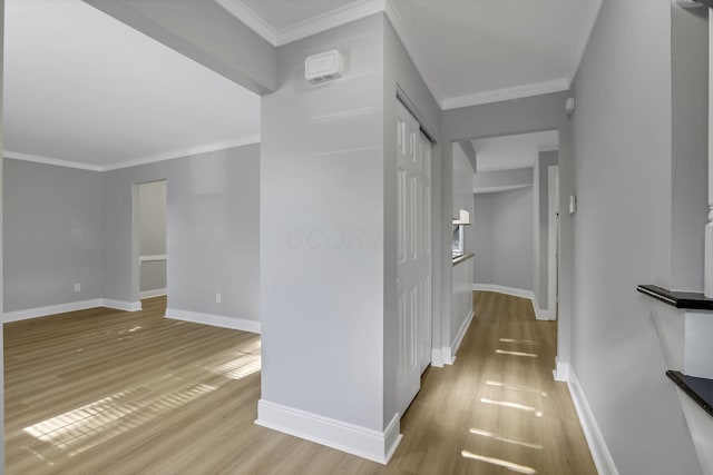 4230 Reed Rd, Columbus, OH 43220 - hall with light wood-style floors, baseboards, and crown molding
