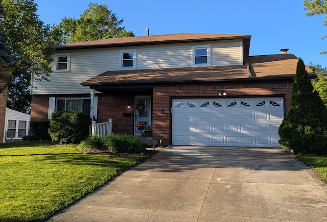 1213 Slade Ave, Columbus, OH 43235 - traditional-style home featuring brick siding, a front lawn, driveway, and a garage