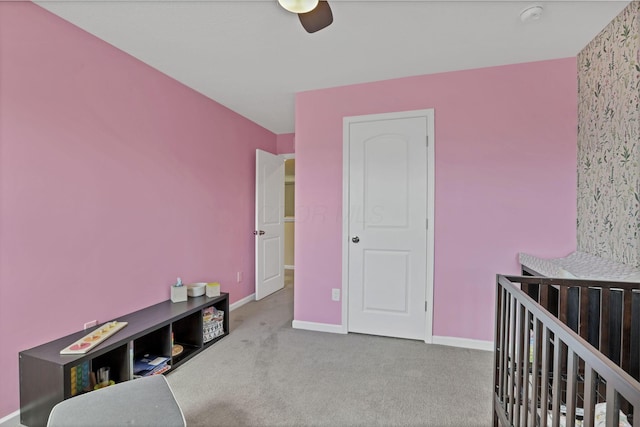 233 Dowler Dr, South Bloomfield, OH 43103 - bedroom with baseboards, carpet flooring, and a ceiling fan
