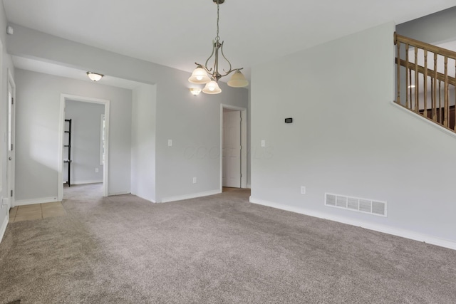 7485 Sugar Grove Rd SE, Sugar Grove, OH 43155 - carpeted empty room featuring a chandelier and baseboards