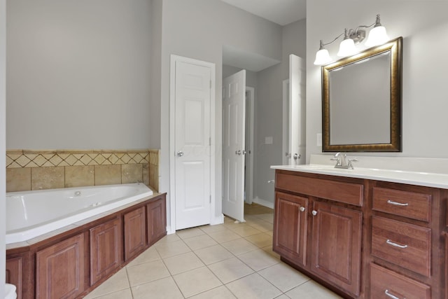 7485 Sugar Grove Rd SE, Sugar Grove, OH 43155 - full bath featuring vanity, a garden tub, and tile patterned flooring