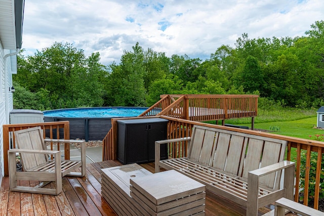 471 Quaker Trce, Marengo, OH 43334 - wooden terrace featuring an outdoor pool and a yard