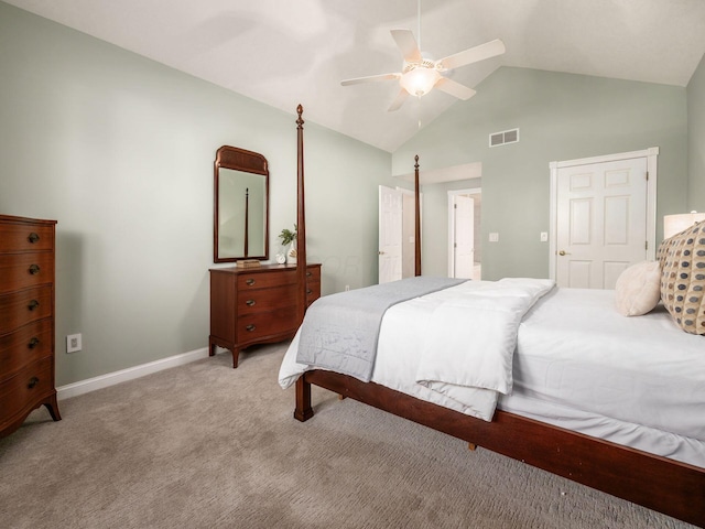38 Ironclad Dr, Columbus, OH 43213 - bedroom featuring vaulted ceiling, light carpet, baseboards, and ceiling fan