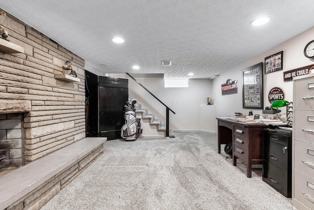 750 E Allen St, Lancaster, OH 43130 - office featuring recessed lighting, carpet, baseboards, and a textured ceiling