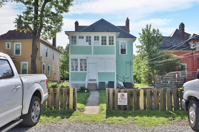 2045 N 4th St, Columbus, OH 43201 - view of front of property with a chimney and cooling unit