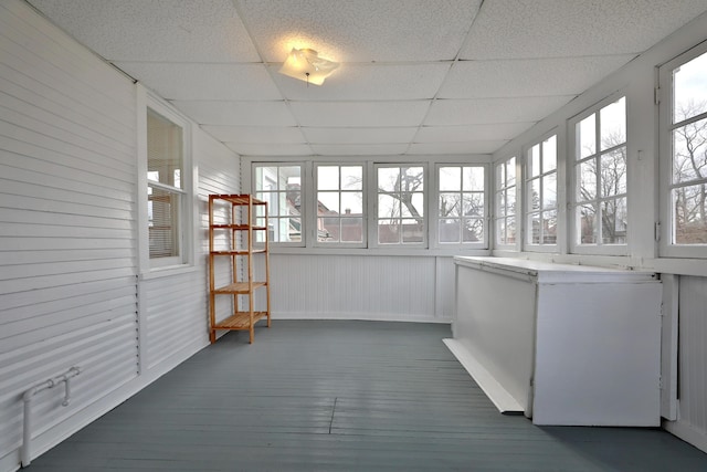 2045 N 4th St, Columbus, OH 43201 - unfurnished sunroom featuring a paneled ceiling, plenty of natural light, and wood finished floors