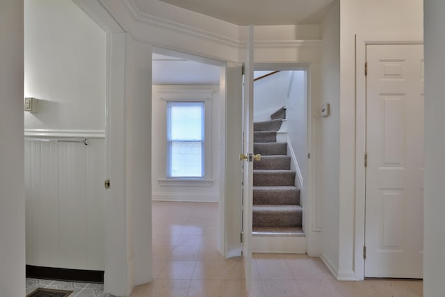 2045 N 4th St, Columbus, OH 43201 - staircase with baseboards and tile patterned flooring
