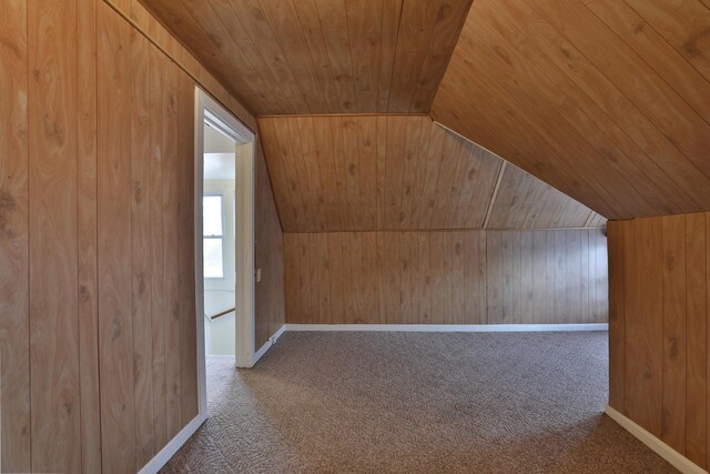 2045 N 4th St, Columbus, OH 43201 - additional living space with wood ceiling, carpet, wood walls, vaulted ceiling, and baseboards
