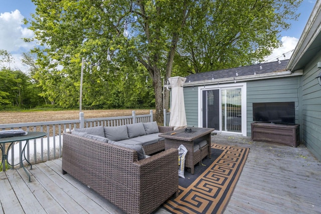 21171 River Rd, Circleville, OH 43113 - wooden terrace featuring an outdoor hangout area
