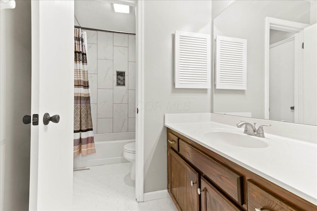 2361 Mccauley Ct, Columbus, OH 43220 - full bathroom with vanity, shower / tub combo with curtain, and tile patterned floors
