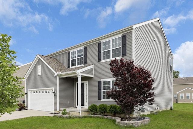 7142 Duke Dr, Canal Winchester, OH 43110 - view of front facade with a garage, driveway, a front yard, and a shingled roof