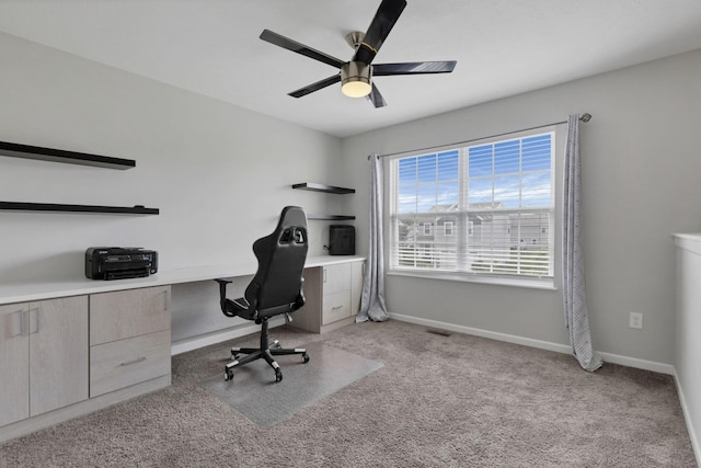 7142 Duke Dr, Canal Winchester, OH 43110 - office featuring ceiling fan, baseboards, and light carpet